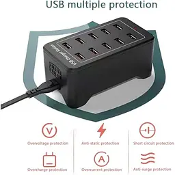 Зарядна станція ILEPO багатопортова на 10 USB портів 50 Вт / мережевий мультизарядний пристрій (19011) - мініатюра 9