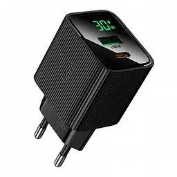 Мережевий зарядний пристрій адаптер HOCO CS84A 1 USB/1Type-C, 30 W, підтримка швидкого заряджання PD/QC/FCP/AFC Чорний