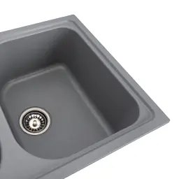 Кухонна мийка Platinum 7950 Equatoria гранітна глянцева з кріпленням 79x50 см сірий металік (000035796) - мініатюра 3