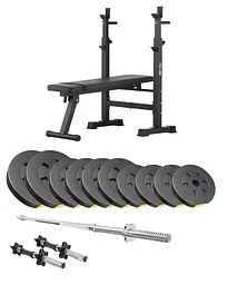 Набір Besport PowerPro 61кг з прямим грифом + лава XL700