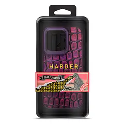 Кожаный чехол для Apple iPhone 14 Pro, Harder Kaiju Skin, фиолетовый, термополиуретан ТПУ + экокожа с эффектом текстуры монстра, панель, защита корпуса, противоударный, микрофибра, рамка вокруг камеры, защита всего корпуса, (ARM76860) - мініатюра 3