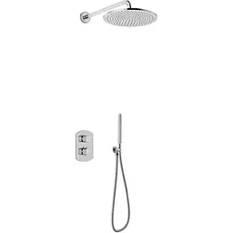 Душова система Kohlman Foxal 40 chrome з термостатом + BOX прихованого монтажу QW432FR40, Хром