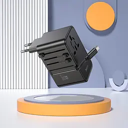 Мережевий зарядний пристрій Hoco AC18 2 USB/ Type-C PD 35W чорний - мініатюра 8