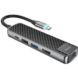 Розгалужувач хаб - мультиадаптер Hoco HB23 Easy view - Type-C to 4K HDMI LAN 60W