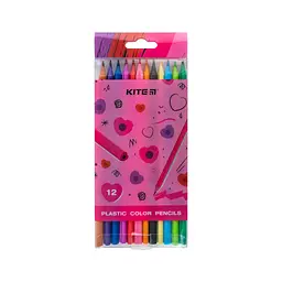 Олівці кольорові Kite Heart пластикові 12 кольорів (K24-049-2)