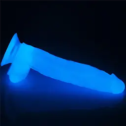 Неоновий фалоімітатор LoveToy Lumino Play 26 см блакитний - мініатюра 6