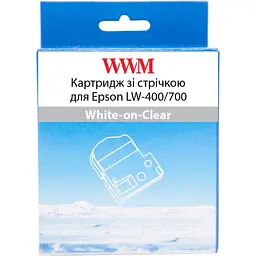 Стрічка для принтера етикеток WWM для Epson LW-400/700 12mm х 8m White-on-Clear (WWM-ST12S) - мініатюра 1