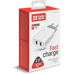 Мережевий зарядний пристрій ColorWay 2USB AUTO ID 2.1A (10W) White - мініатюра 4