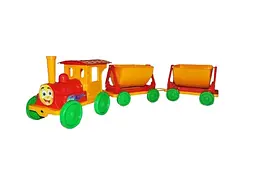 Поїзд-конструктор Doloni-toys, 013118/3, з двома причепами, червоний