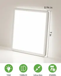 Стельовий світильник zemty 2 Pack 18CM LED 3000K/4000K/6500K, 15W 1500LM Black Square Flush Bathroom Lights, водонепроникний - мініатюра 2