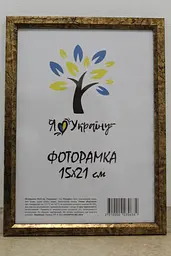 Фоторамка 15х21, зістарене золото із золотою вставкою, 1210-3055, СКЛО + КАРТОН                                                                                                                                                                     