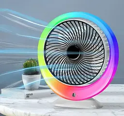 Настільний вентилятор з LED підсвічуванням, USB-заряджання / Портативний вентилятор-зволожувач повітря 3 швидкості, 1200 мАг