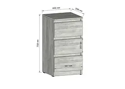 Тумбочка на 3 шухляди Moreli T-216 Ш400/В758/Г398 Білий - мініатюра 2