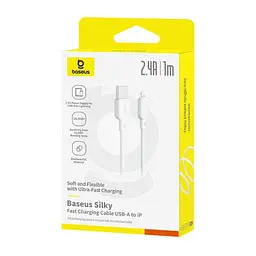 USB кабель Baseus Silky Series USB to Lightning 2.4A 1m білий P10377702213-00 - мініатюра 5