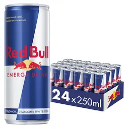 Упаковка энергетического напитка Red Bull безалкогольный среднегазированный 6 л (0.25 л х 24 банки)