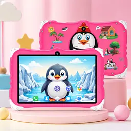 Дитячий планшет Meijiahui K1 Android-15 Penguin / Планшет 7" 6GB / 128GB / Дитячий планшетний ПК з екраном 7 дюймів Рожевий