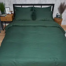 Комплект постільної білизни Moon&Star Satin Stripe Mystic Green Сімейний 143х210х2 наволочки 2х70х70 - мініатюра 3