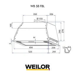 Витяжка повновбудована WEILOR WB 58 FBL - мініатюра 11