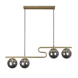 Люстра LED Levistella 7529814-4 BRZ+BK, 4 плафона, E27, бронзовий метал, чорне скло, сучасний стиль для дому