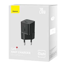 Мережевий зарядний пристрій Baseus GaN5 Fast Charger(mini) 1C 20W EU чорний CCGN050101 - мініатюра 4