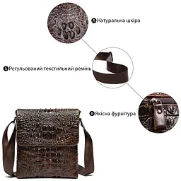 Сумка чоловіча з тисненням під крокодила 14698 Vintage коричнева - мініатюра 4