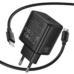 МЗП Hoco N83 Profit PD40W (1USB-C) + кабель Type-C to Type-C Black - мініатюра 3