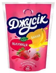 Упаковка сокового напою Джусік Полуниця-Банан стерилізований 2 л (200 мл х 10 шт.) - мініатюра 2