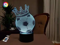 Нічник-світильник 3D Футбольний м'яч з короною 3DTOYSLAMP 22х13 см osv0001249
