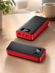 Портативний павербанк 30000 mAh / Зарядний пристрій 5 портів 2xUSB Type-C Lightning Micro-USB / Павербанк для телефону з ліхтариком - мініатюра 4