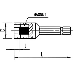 Ключ торцевий Wurth магнітний для шурупокрута 1/4IN-L51MM-WS7 (арт. 0614176714) - мініатюра 2