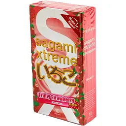 Презервативи Sagami Xtreme Fruity Strawberry з ароматом полуниці 10 шт. (ROZ6400229299)