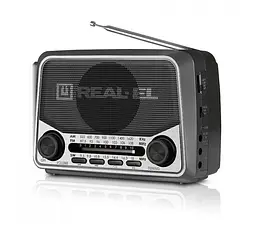 Радиоприемник портативный REAL-EL X525 Grey с фонариком - мініатюра 3