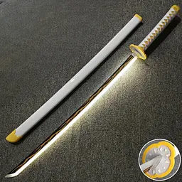 Катана Клинок, що розсікає демонів Зеніцу Demon Slayer Zenitsu 103 см декоративне з підсвічуванням