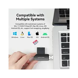 Зчитувач флеш-карт Vention USB 3.0 to SD+TF Black Dual Drive Letter (CLGB0) - мініатюра 7