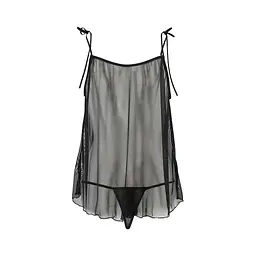 Сорочка прозора бебі дол MELANIA CHEMISE black - Passion трусики на тонких бретелях L/XL - мініатюра 4