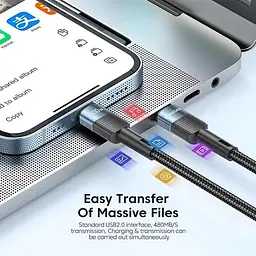 Кабель Essager Star 100W USB Charging Cable Type C to Type C 1 м Blue (EXCTT1-XC03) - мініатюра 5