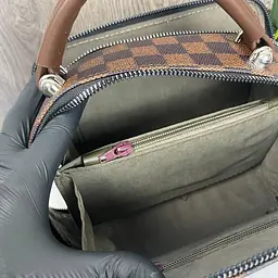 Сумка жіноча маленька через плече крос-боді стильна Коричнева у клітинку (1063КК) - мініатюра 9
