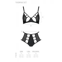 Комплект з екошкіри Passion Tamaris Set black S/M, бюстгальтер та трусики - мініатюра 5