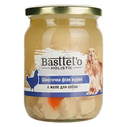 Вологий корм для собак Basttet'o Holistic шматочки філе курки в желе 500 г