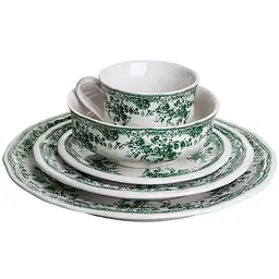 Столовий набір посуду Yiwu Vintage Elegant, 32 предмети на 6 персон, фарфоровий, зелений - мініатюра 2