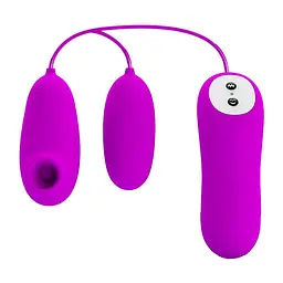 Вібратор з вакуумним стимулятором клітора Pretty Love Suction Vibro Bullets рожевий - мініатюра 2