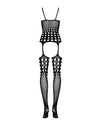 Бодістокінг Obsessive Bodystocking G310 S/M/L, топ, панчохи, підв’язки, круглі вирізи - мініатюра 6