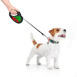 Повідець-рулетка для собак Waudog R-leash, малюнок "Калина", M, до 25 кг, 5 м, світловідбиваюча стрічка чорний - мініатюра 6