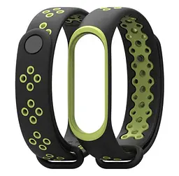 Силіконовий ремінець Primo Perfor Sport для фітнес-браслета Xiaomi Mi Band 3 Black Green - мініатюра 3