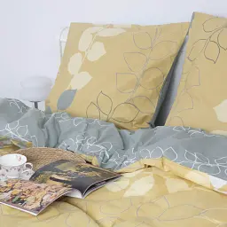 Комплект постільної білизни ТЕП Soft Dreams Grey Leaf євро бежевий сірий - мініатюра 7