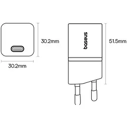 Мережевий зарядний пристрій Baseus GaN5S 30W Black (P10162504113-00) [113780] - мініатюра 6