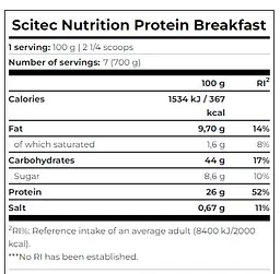 Протеїновий сніданок Scitec Nutrition Protein Breakfast Brownie Choco 700 г - мініатюра 2