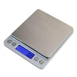 Ваги ювелірні електронні 0.1–500 г з LCD-дисплеєм, таруванням, калібруванням і підрахунком предметів, сріблясті