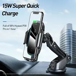Держатель BASEUS Auto Lock Light Electric Holder with Wireless Charger 15W (WXHW03-01) - мініатюра 7