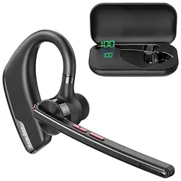 Бездротова Bluetooth-гарнітура New Bee M51 з активним шумозаглушенням і зарядним рейсом Чорна (QCC4)